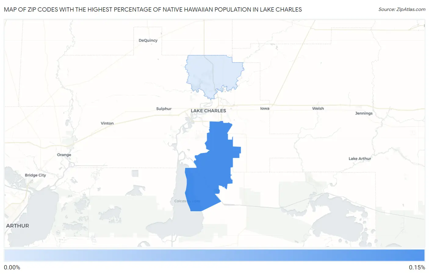 Zip Codes with the Highest Percentage of Native Hawaiian Population in Lake Charles Map