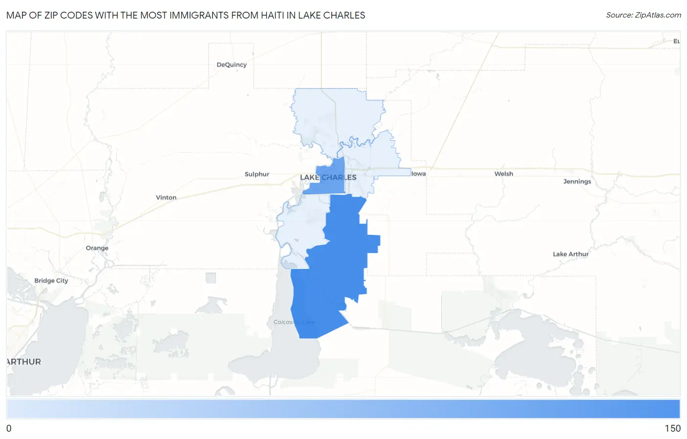 Zip Codes with the Most Immigrants from Haiti in Lake Charles Map