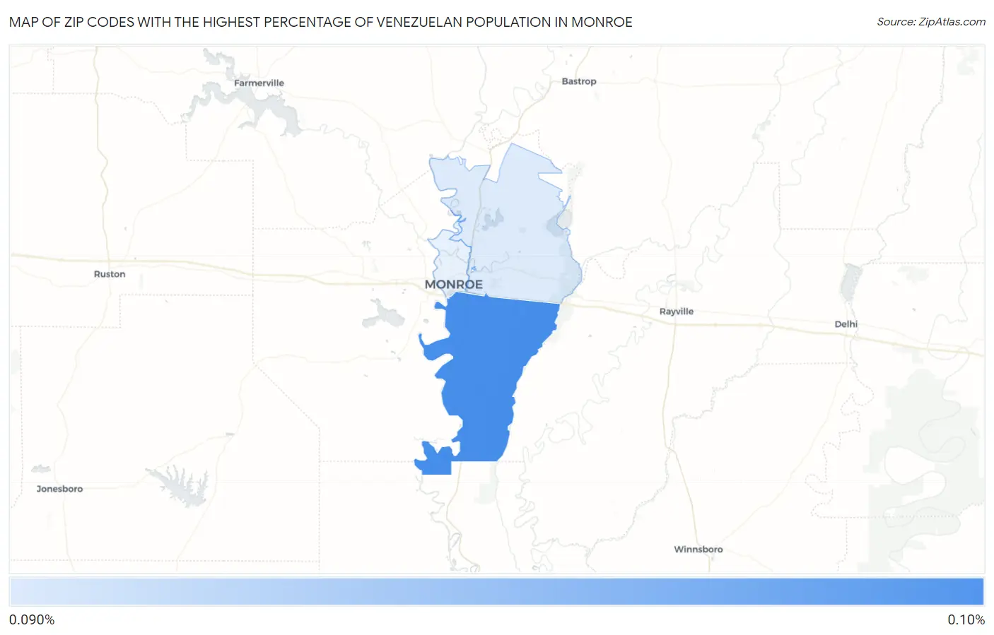Zip Codes with the Highest Percentage of Venezuelan Population in Monroe Map