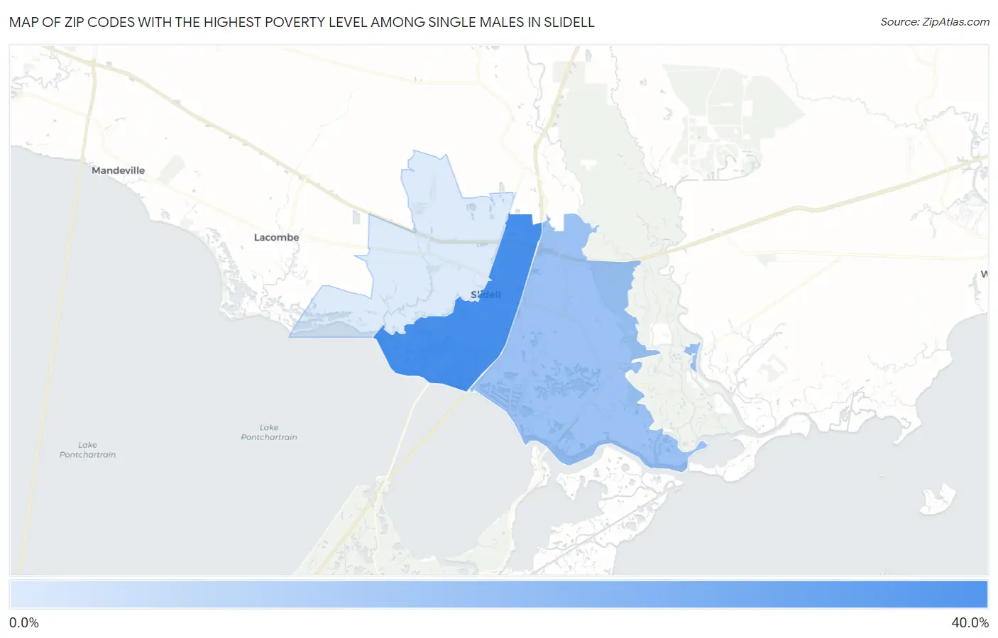 Zip Codes with the Highest Poverty Level Among Single Males in Slidell Map