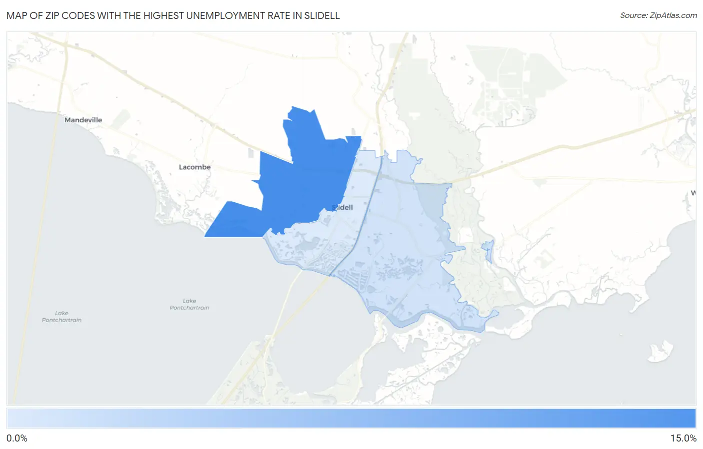Zip Codes with the Highest Unemployment Rate in Slidell Map