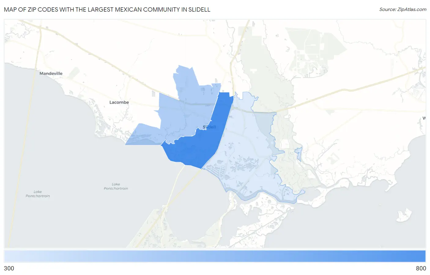 Zip Codes with the Largest Mexican Community in Slidell Map