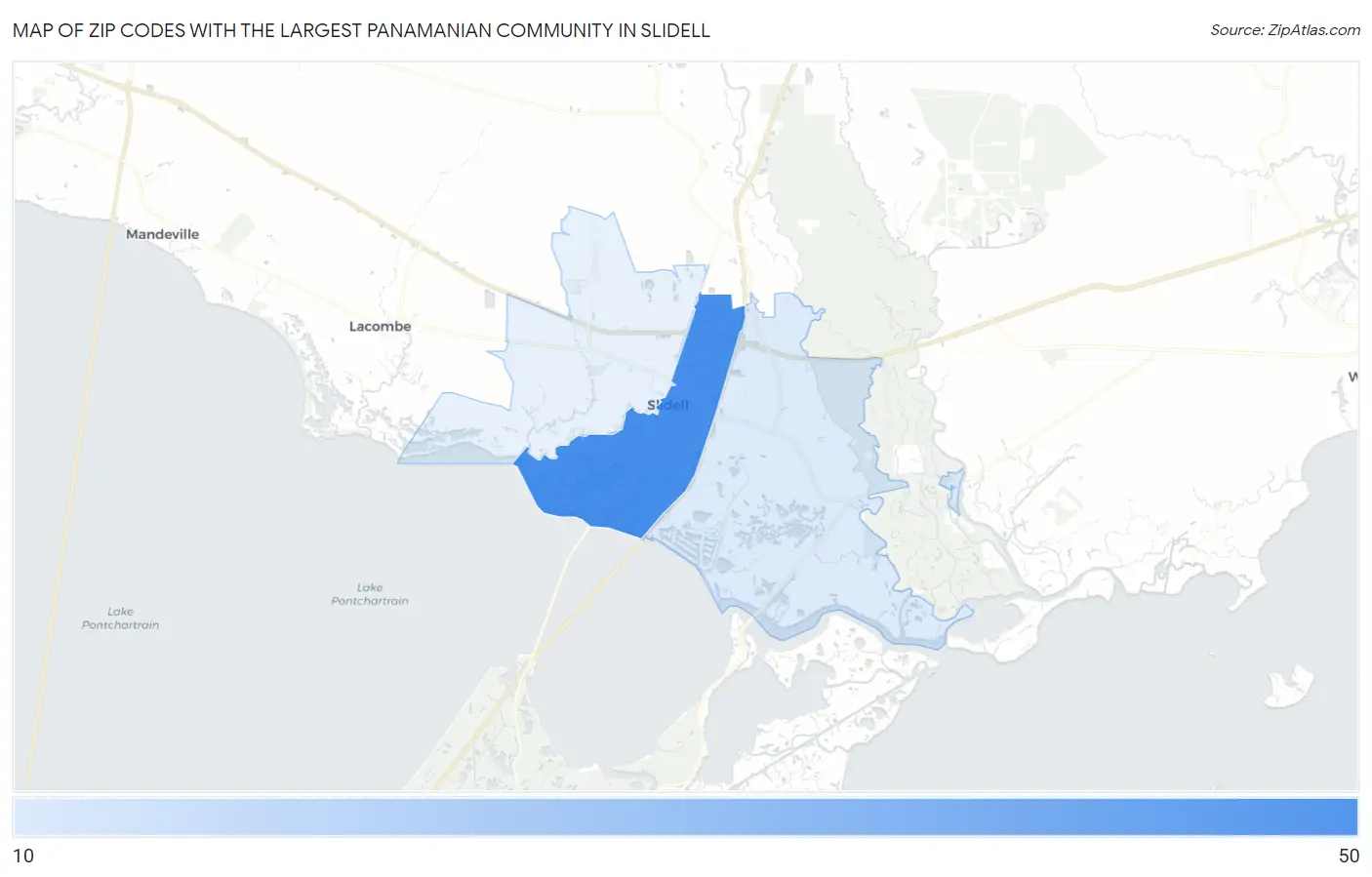 Zip Codes with the Largest Panamanian Community in Slidell Map