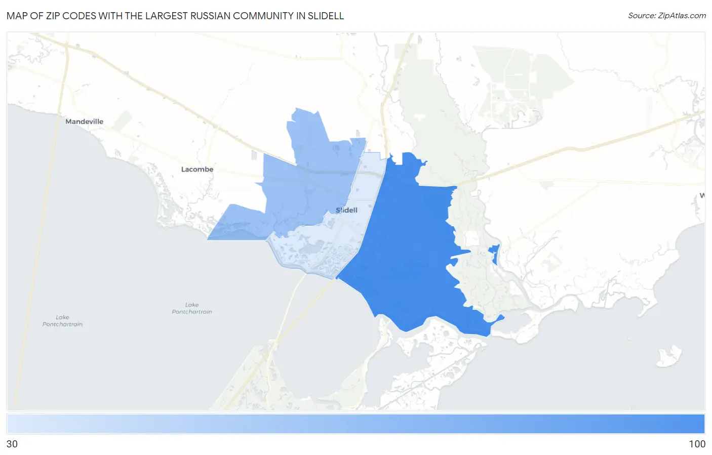 Zip Codes with the Largest Russian Community in Slidell Map