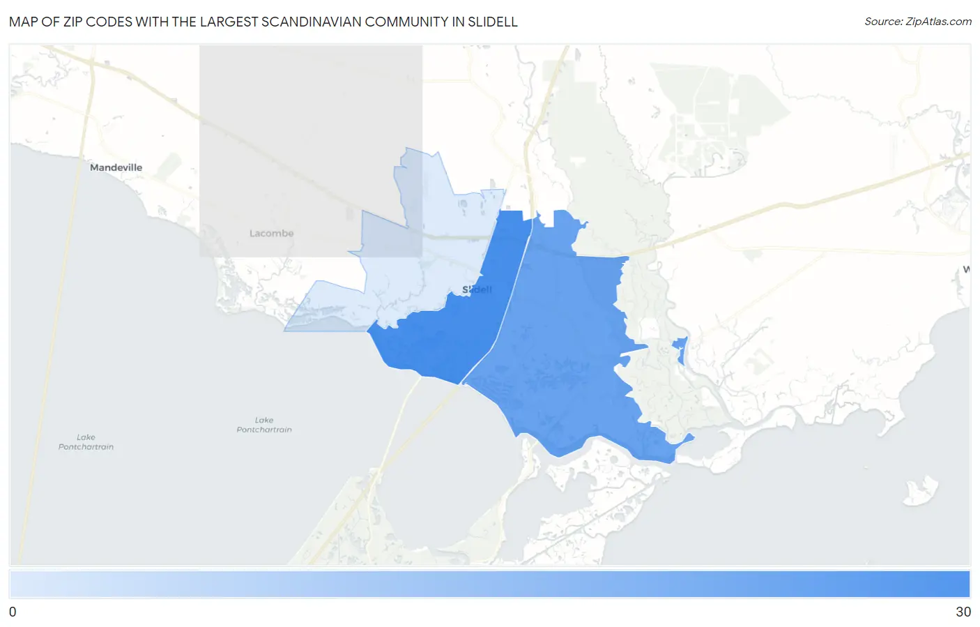 Zip Codes with the Largest Scandinavian Community in Slidell Map