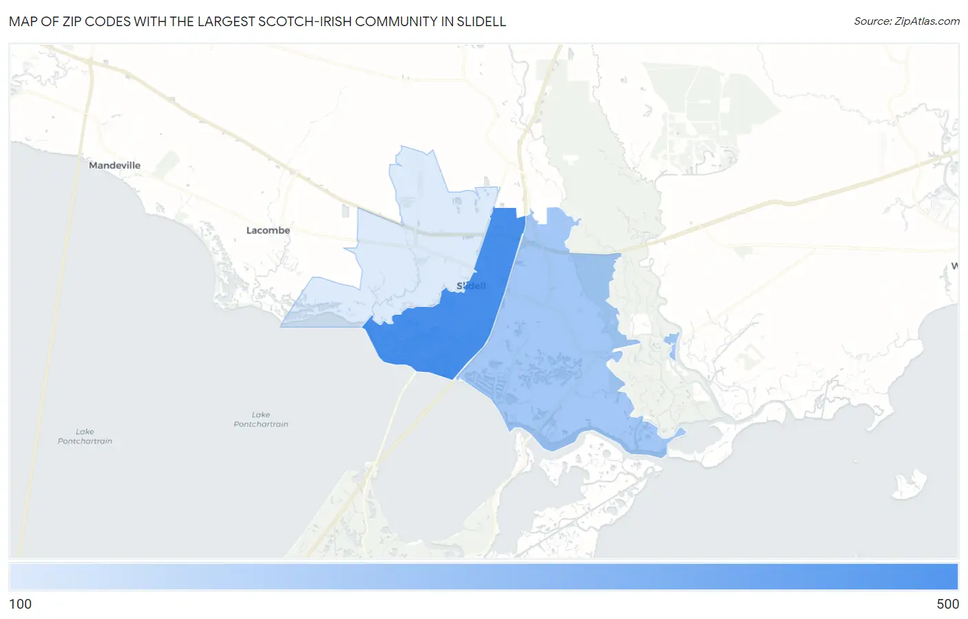 Zip Codes with the Largest Scotch-Irish Community in Slidell Map