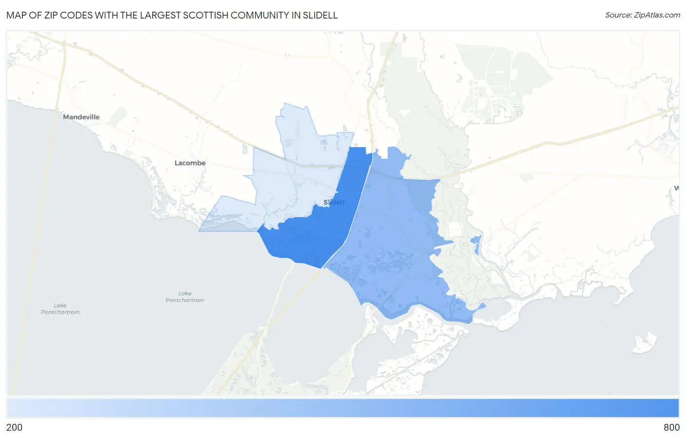 Zip Codes with the Largest Scottish Community in Slidell Map