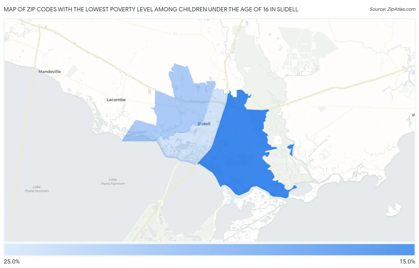 Zip Codes with the Lowest Poverty Level Among Children Under the Age of 16 in Slidell Map
