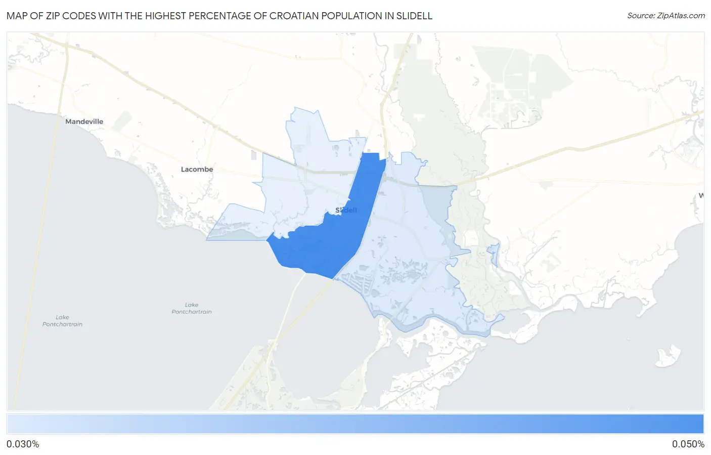 Zip Codes with the Highest Percentage of Croatian Population in Slidell Map