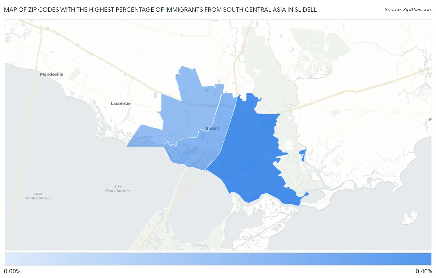 Zip Codes with the Highest Percentage of Immigrants from South Central Asia in Slidell Map