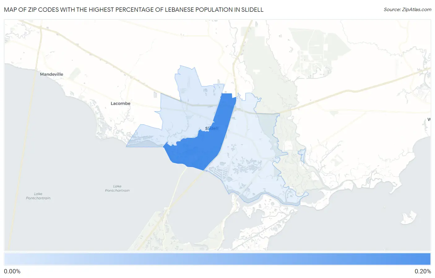 Zip Codes with the Highest Percentage of Lebanese Population in Slidell Map
