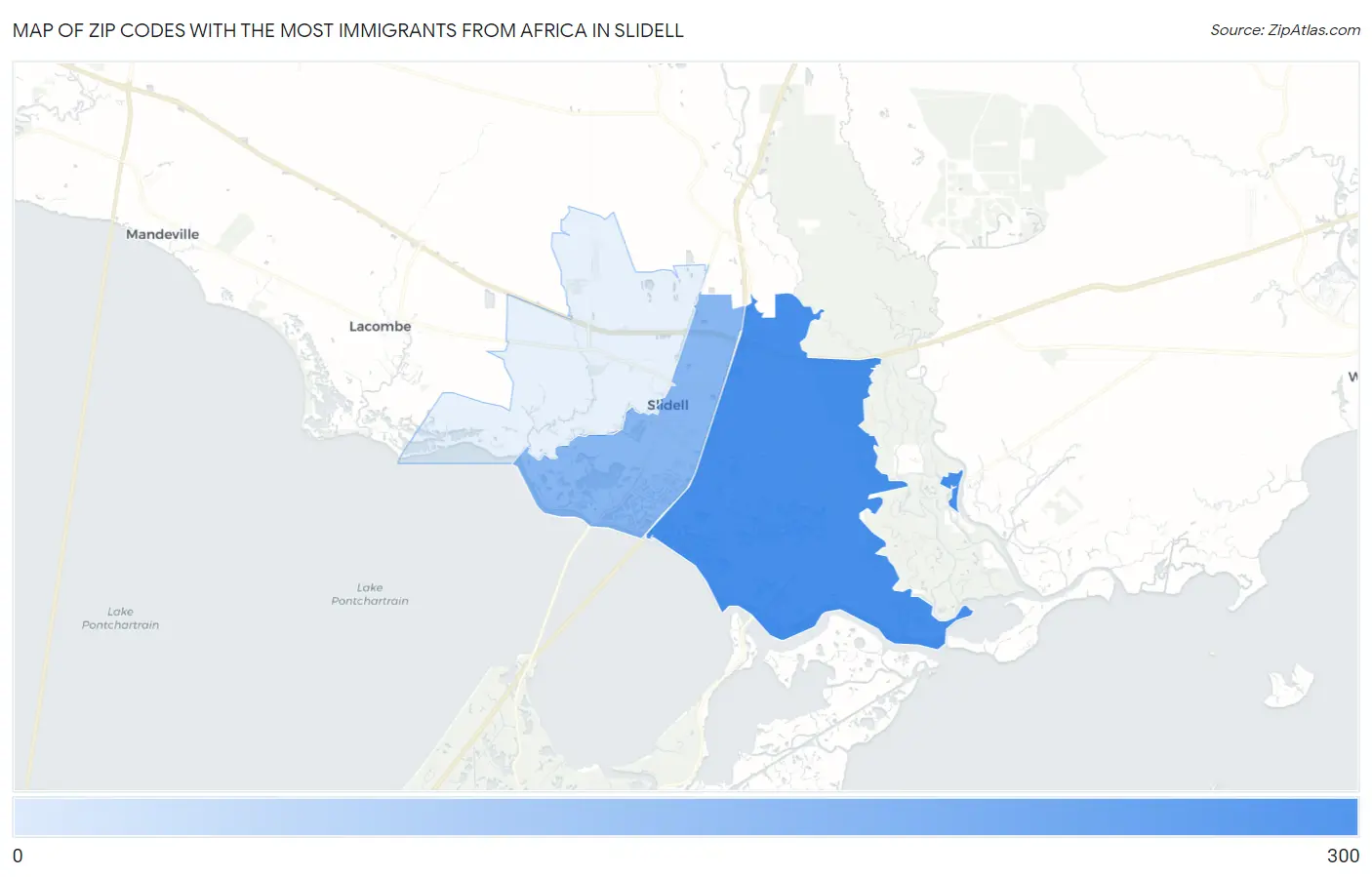 Zip Codes with the Most Immigrants from Africa in Slidell Map