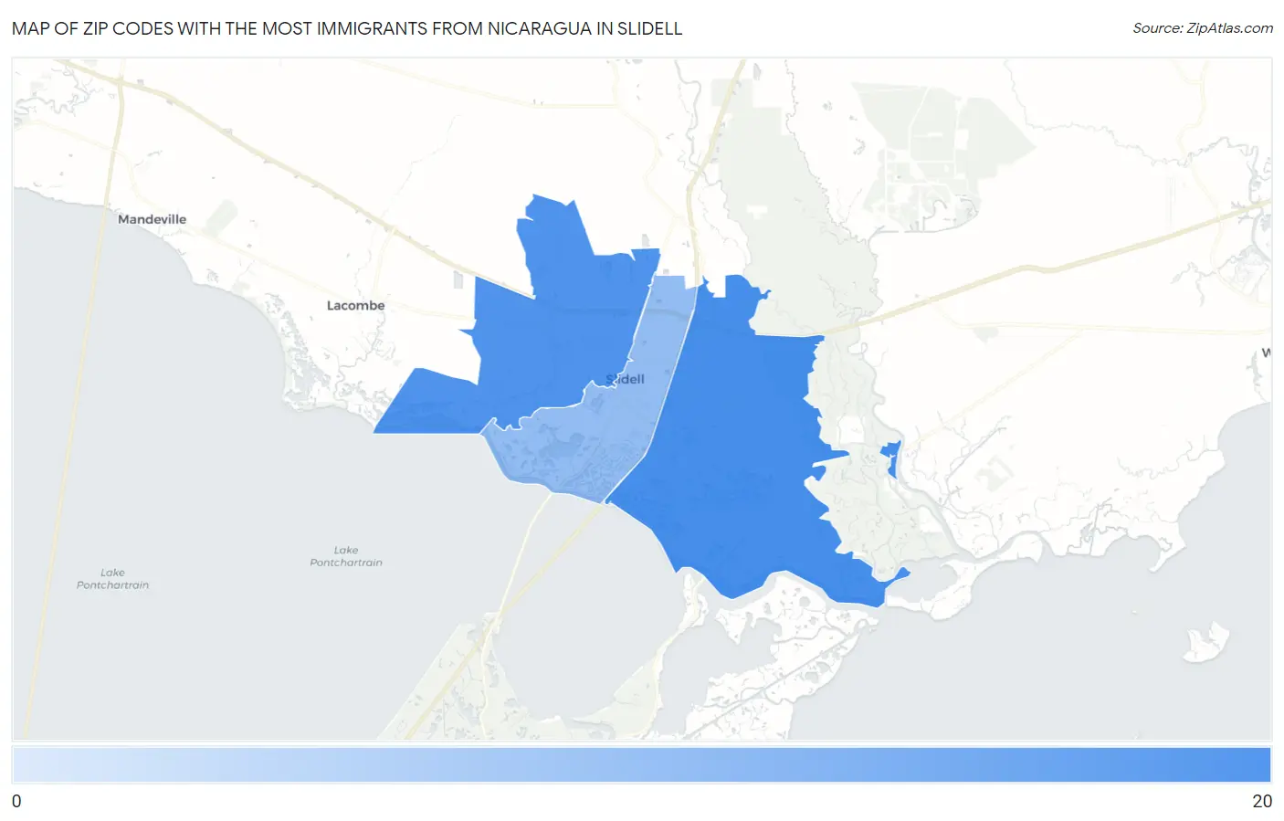Zip Codes with the Most Immigrants from Nicaragua in Slidell Map