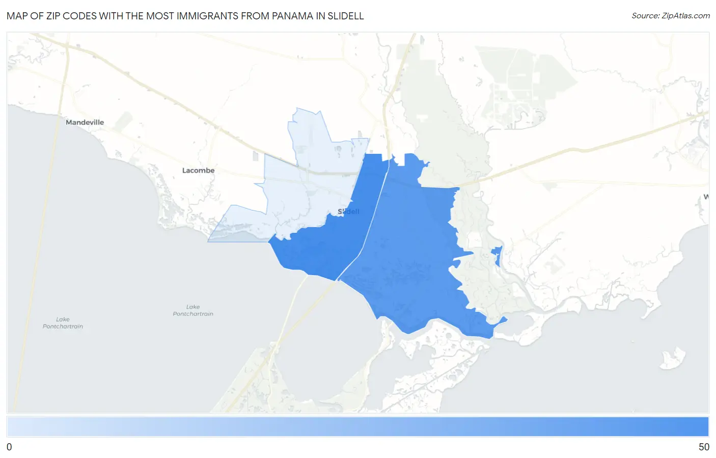 Zip Codes with the Most Immigrants from Panama in Slidell Map