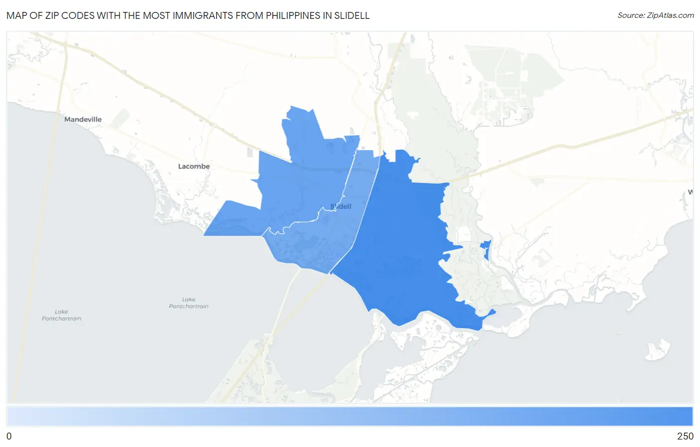 Zip Codes with the Most Immigrants from Philippines in Slidell Map