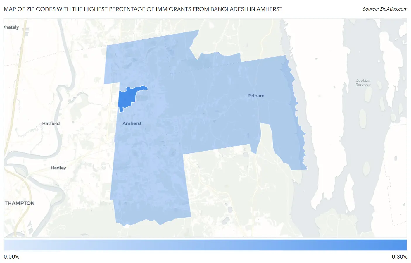 Zip Codes with the Highest Percentage of Immigrants from Bangladesh in Amherst Map