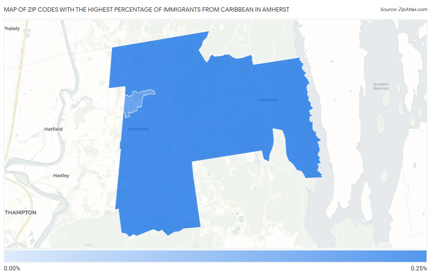 Zip Codes with the Highest Percentage of Immigrants from Caribbean in Amherst Map