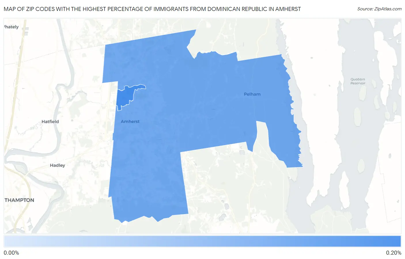 Zip Codes with the Highest Percentage of Immigrants from Dominican Republic in Amherst Map