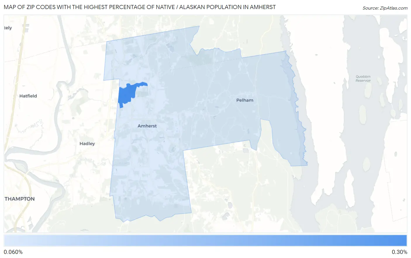 Zip Codes with the Highest Percentage of Native / Alaskan Population in Amherst Map
