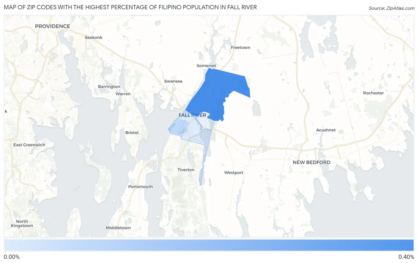 Zip Codes with the Highest Percentage of Filipino Population in Fall River Map