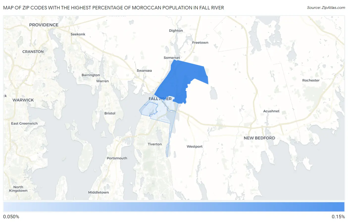 Zip Codes with the Highest Percentage of Moroccan Population in Fall River Map
