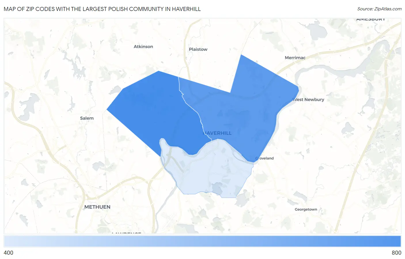 Zip Codes with the Largest Polish Community in Haverhill Map