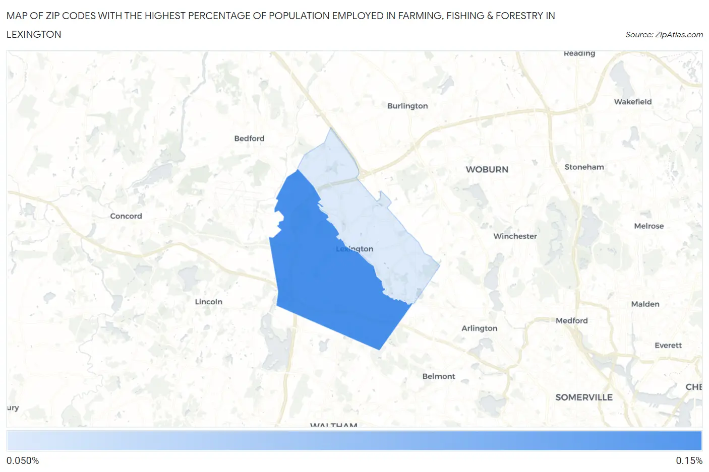 Zip Codes with the Highest Percentage of Population Employed in Farming, Fishing & Forestry in Lexington Map