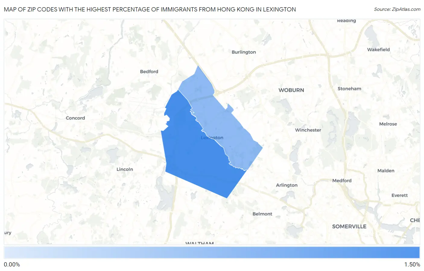 Zip Codes with the Highest Percentage of Immigrants from Hong Kong in Lexington Map