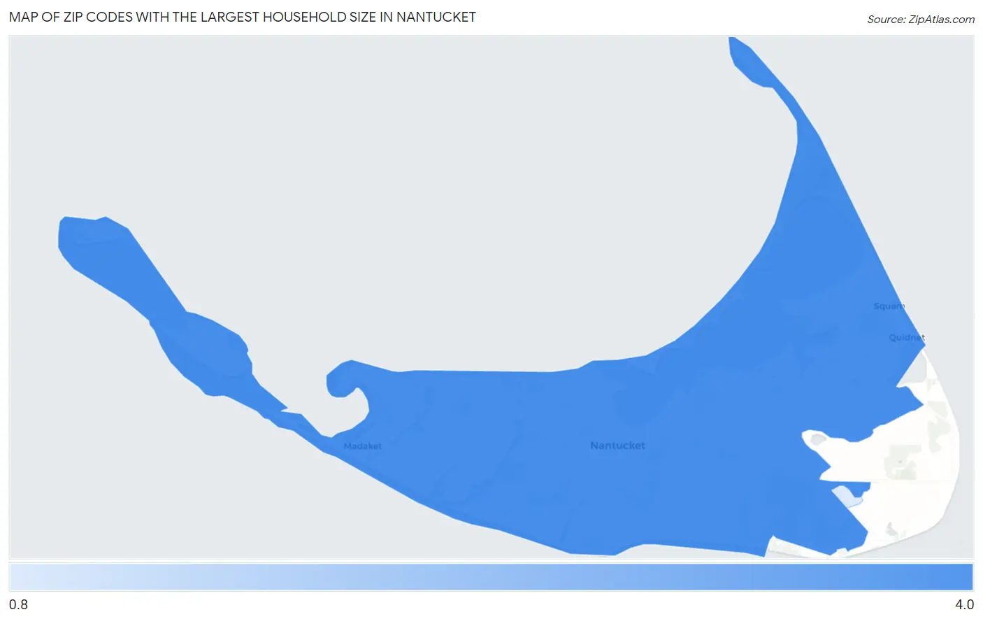 Zip Codes with the Largest Household Size in Nantucket Map