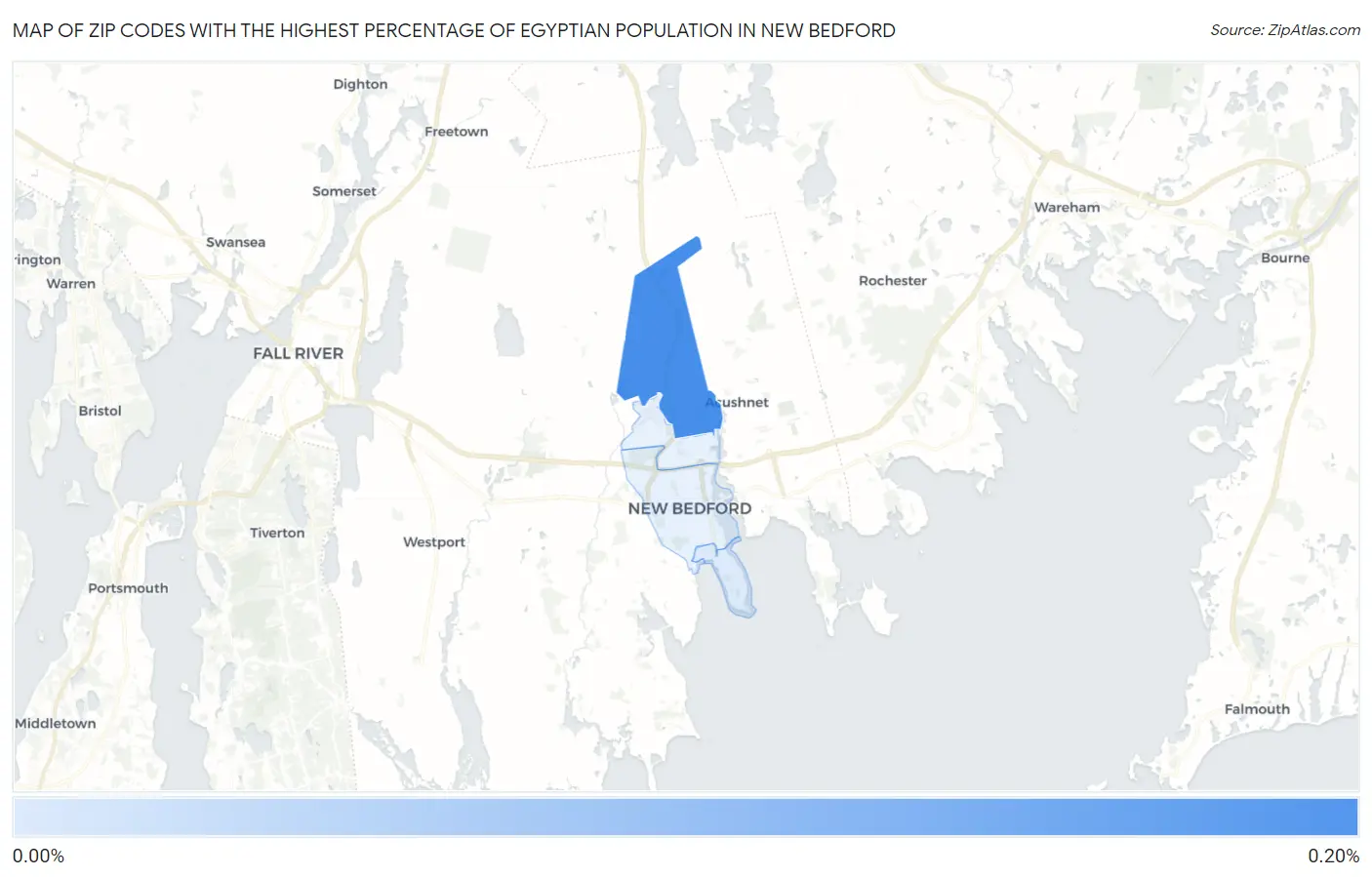 Zip Codes with the Highest Percentage of Egyptian Population in New Bedford Map