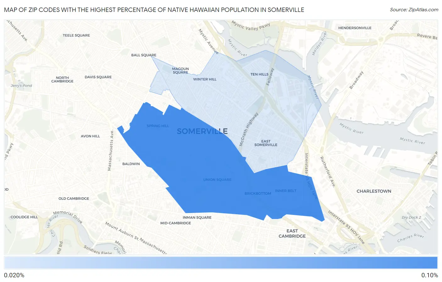 Zip Codes with the Highest Percentage of Native Hawaiian Population in Somerville Map