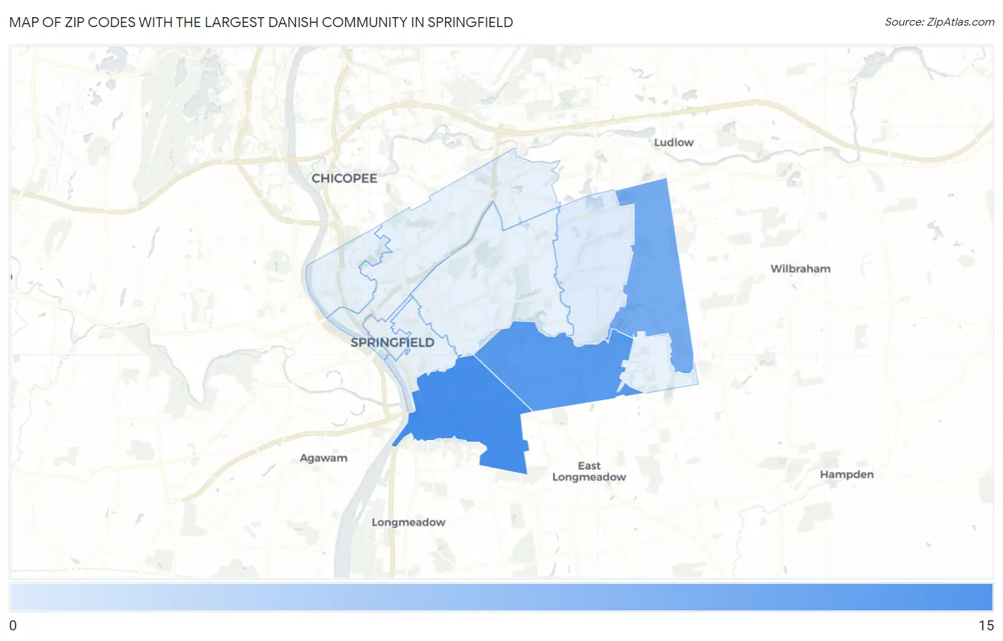 Zip Codes with the Largest Danish Community in Springfield Map