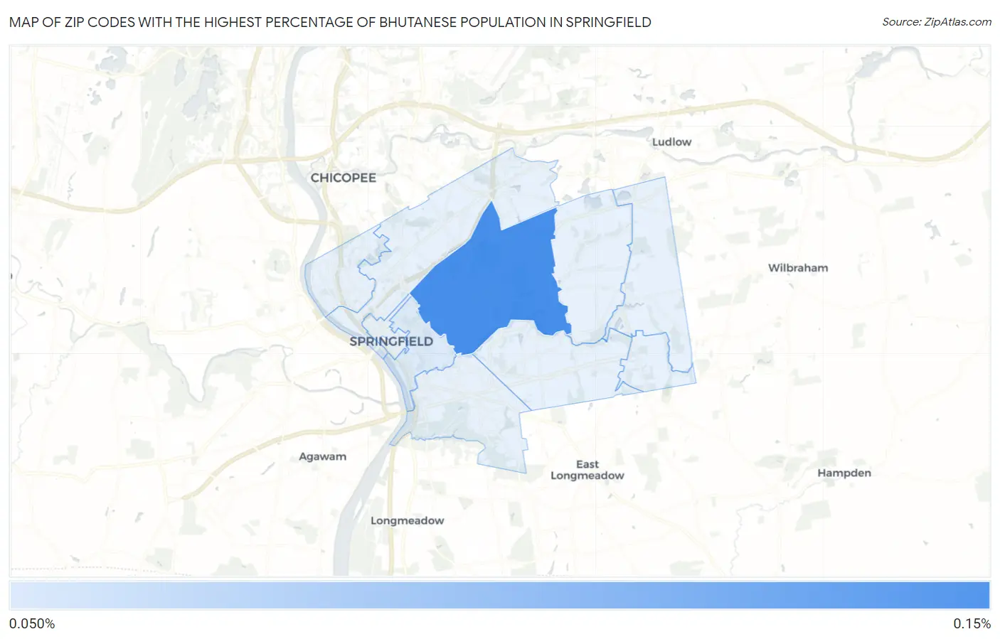 Zip Codes with the Highest Percentage of Bhutanese Population in Springfield Map