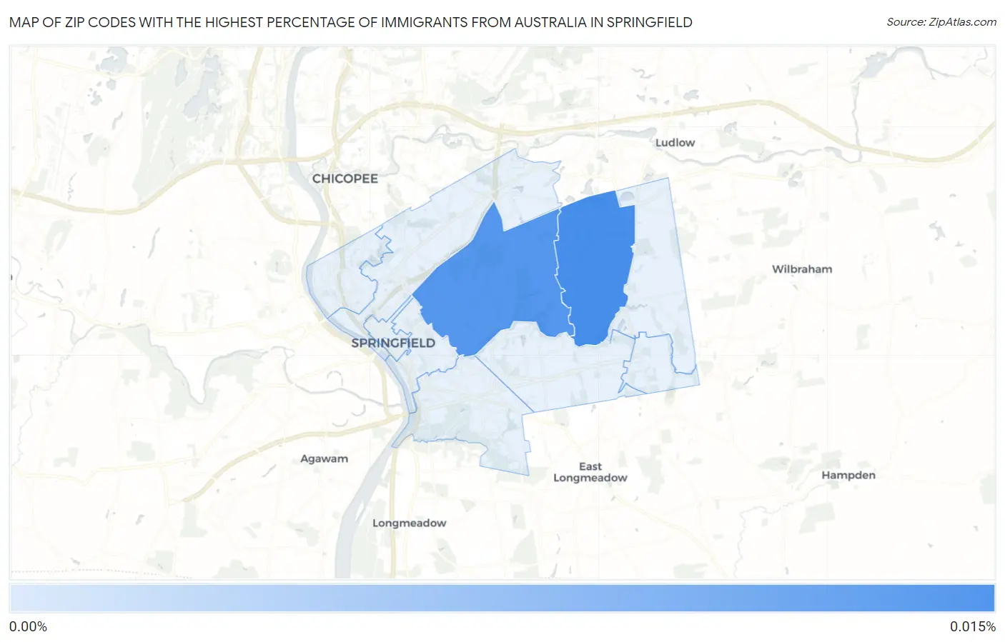 Zip Codes with the Highest Percentage of Immigrants from Australia in Springfield Map