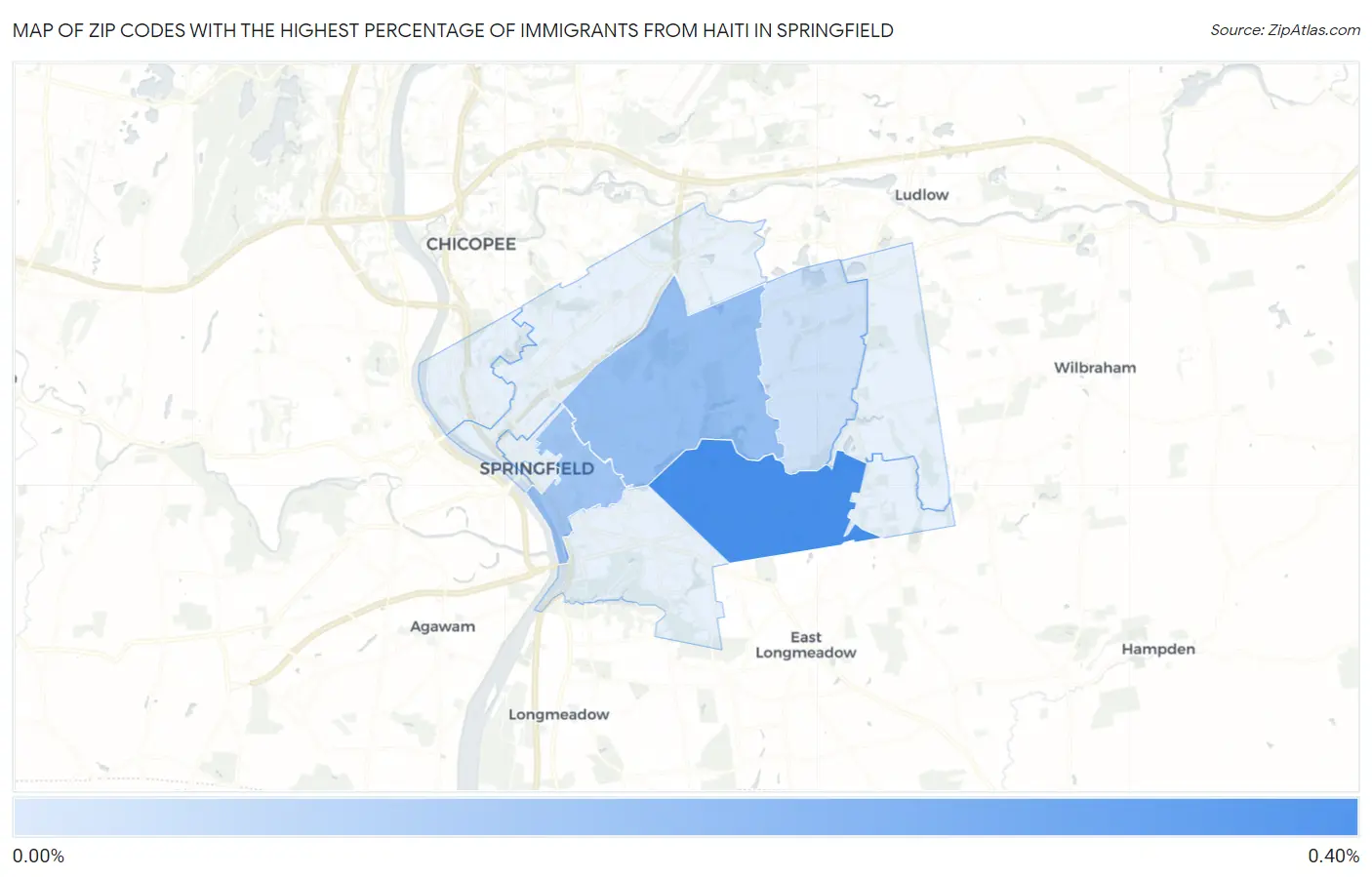 Zip Codes with the Highest Percentage of Immigrants from Haiti in Springfield Map