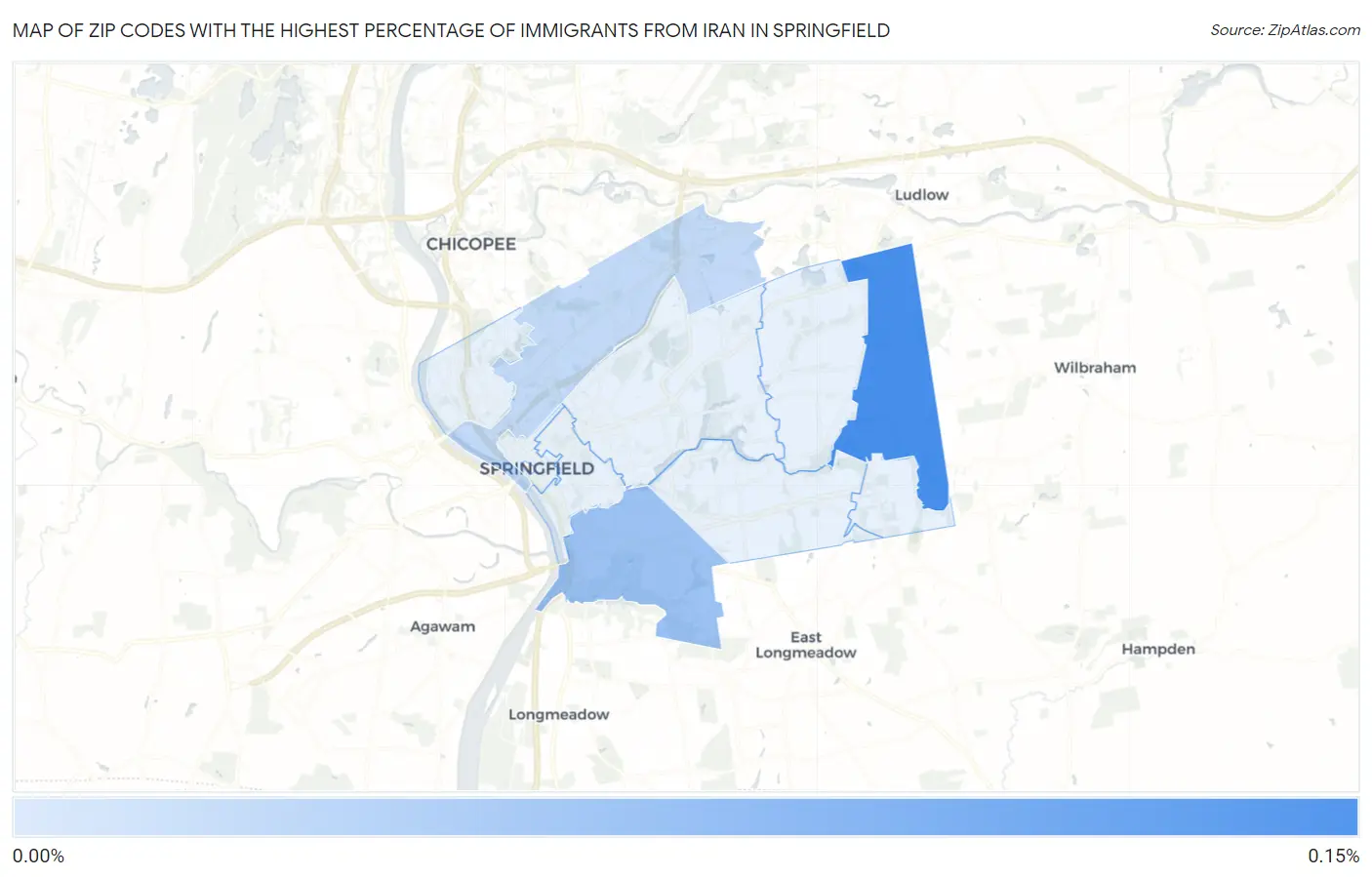 Zip Codes with the Highest Percentage of Immigrants from Iran in Springfield Map