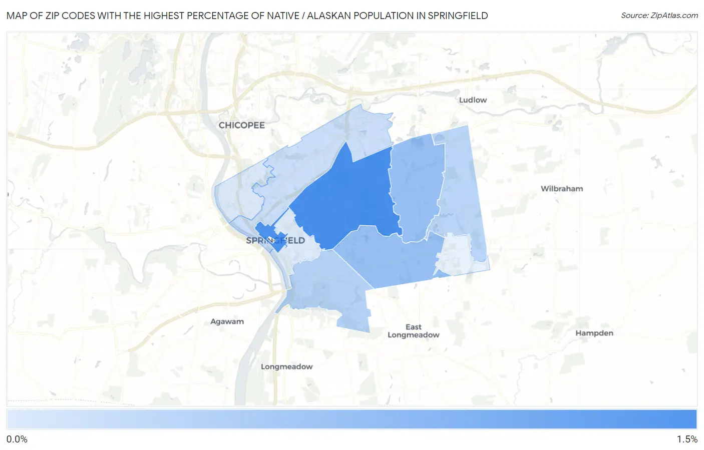 Zip Codes with the Highest Percentage of Native / Alaskan Population in Springfield Map