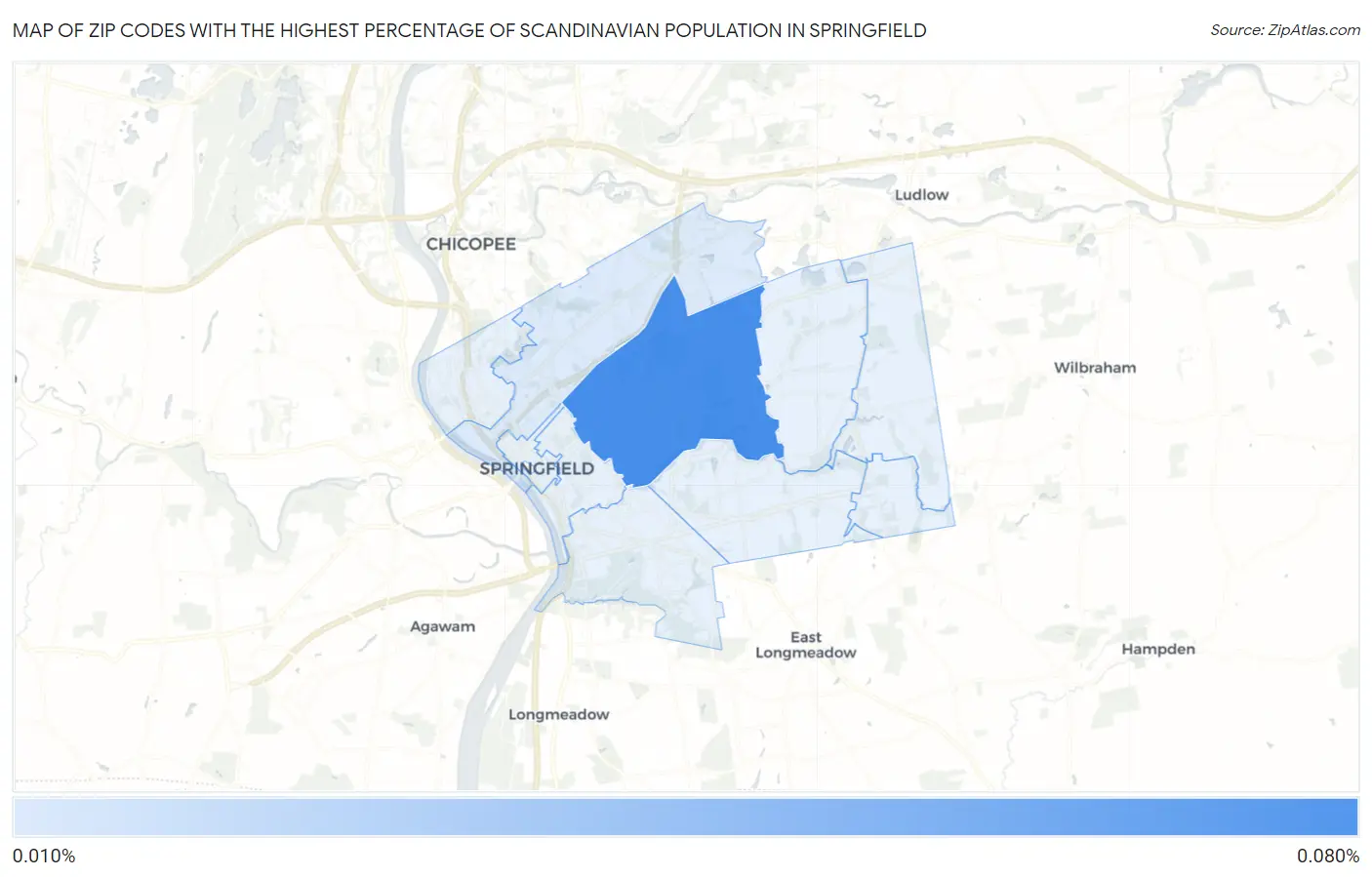 Zip Codes with the Highest Percentage of Scandinavian Population in Springfield Map
