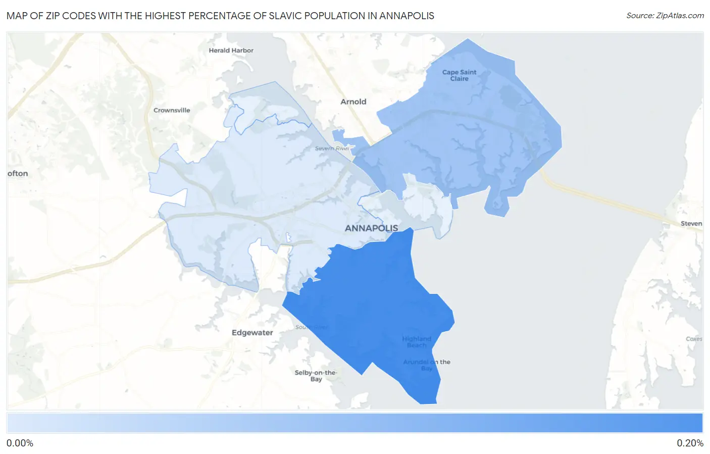 Zip Codes with the Highest Percentage of Slavic Population in Annapolis Map