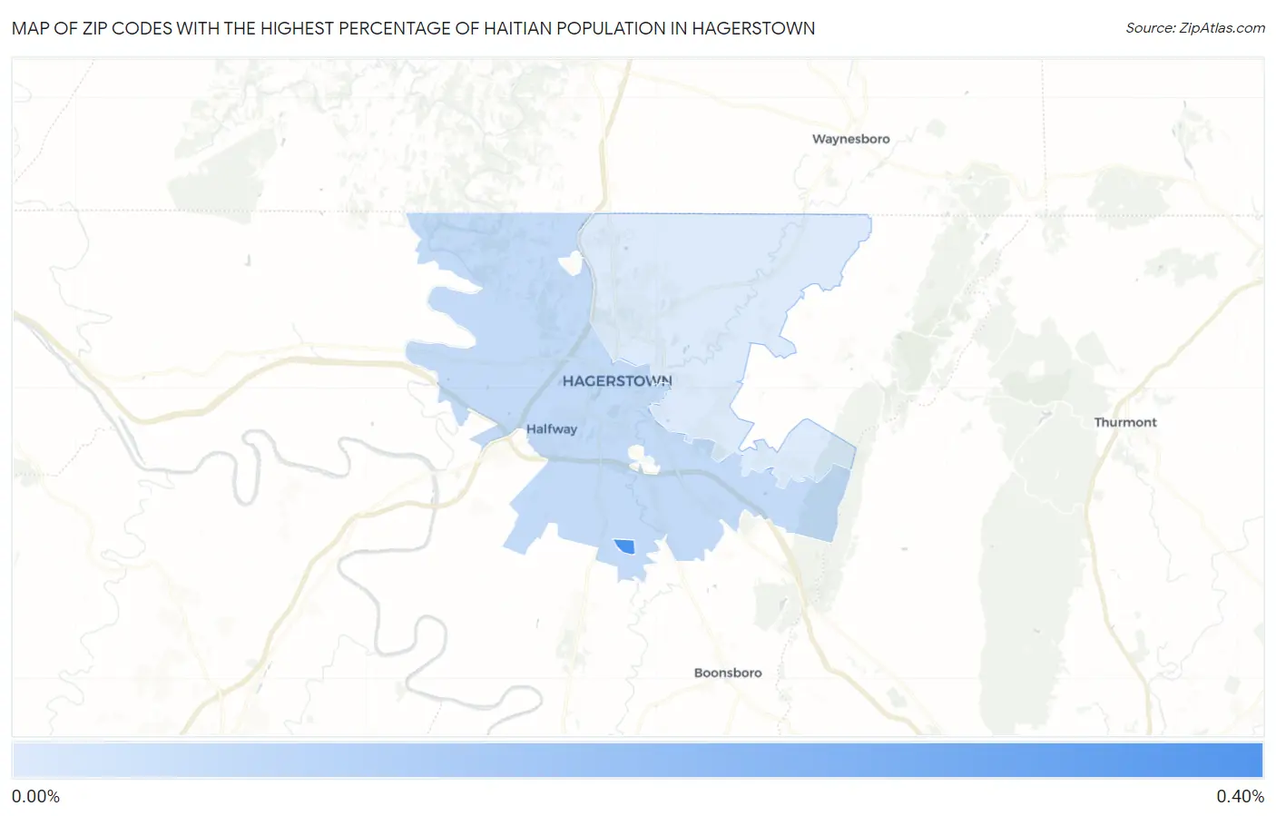 Zip Codes with the Highest Percentage of Haitian Population in Hagerstown Map