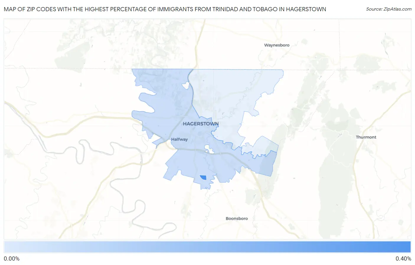Zip Codes with the Highest Percentage of Immigrants from Trinidad and Tobago in Hagerstown Map