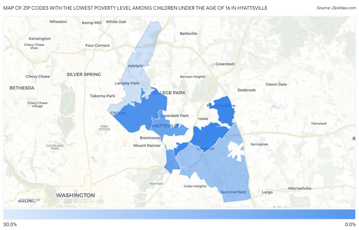 Zip Codes with the Lowest Poverty Level Among Children Under the Age of 16 in Hyattsville Map