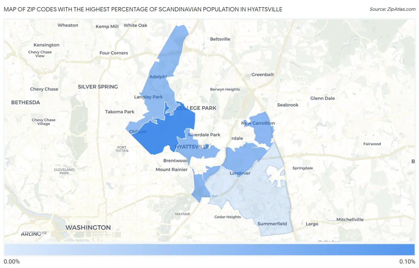 Zip Codes with the Highest Percentage of Scandinavian Population in Hyattsville Map