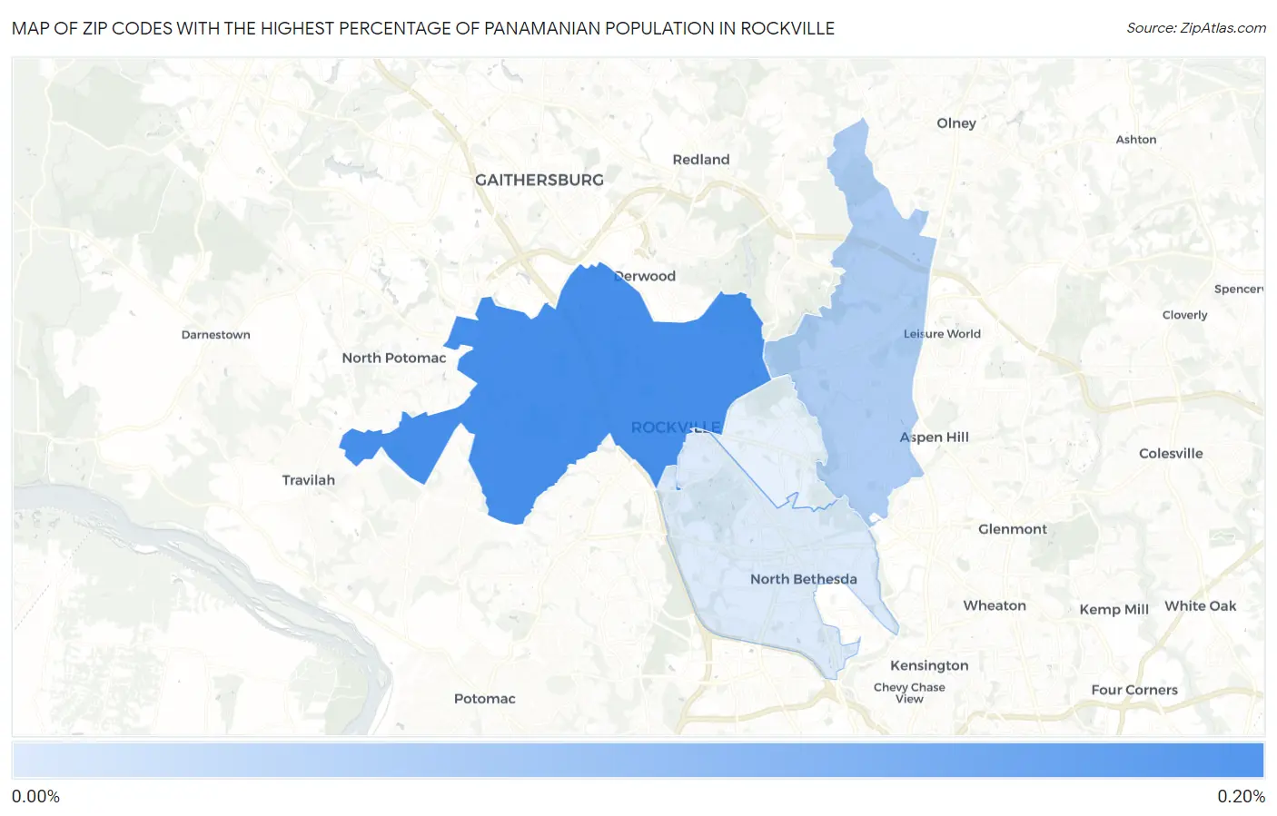Zip Codes with the Highest Percentage of Panamanian Population in Rockville Map