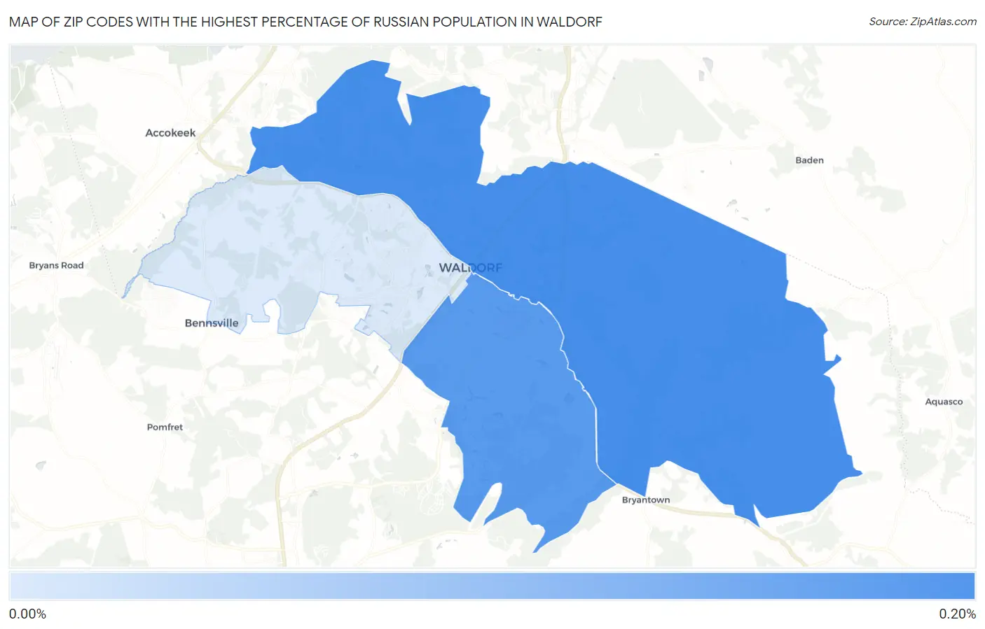 Zip Codes with the Highest Percentage of Russian Population in Waldorf Map