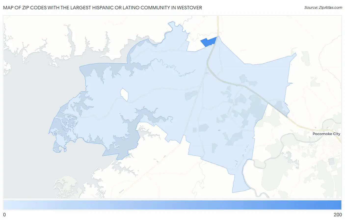 Zip Codes with the Largest Hispanic or Latino Community in Westover Map
