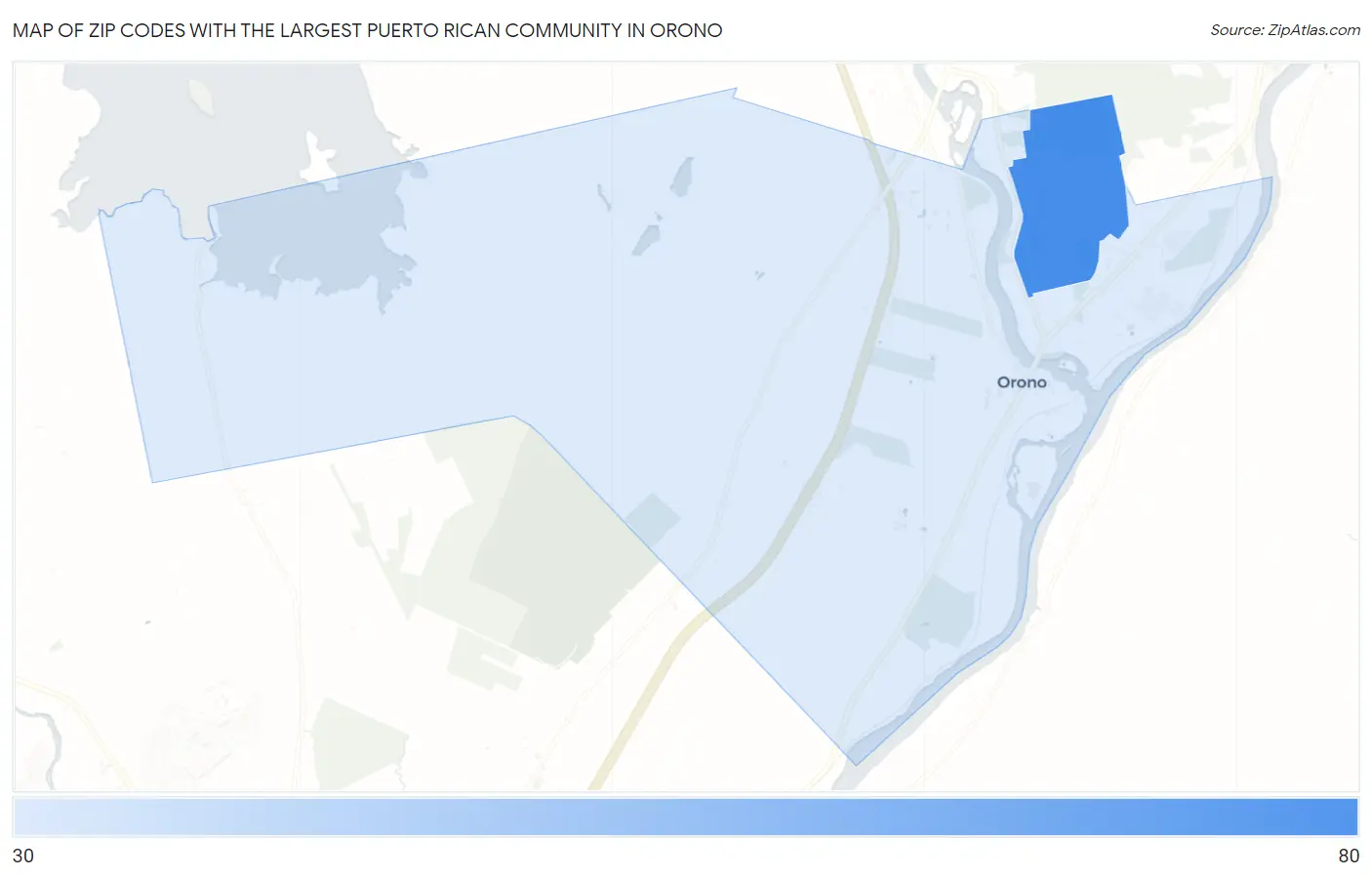 Zip Codes with the Largest Puerto Rican Community in Orono Map
