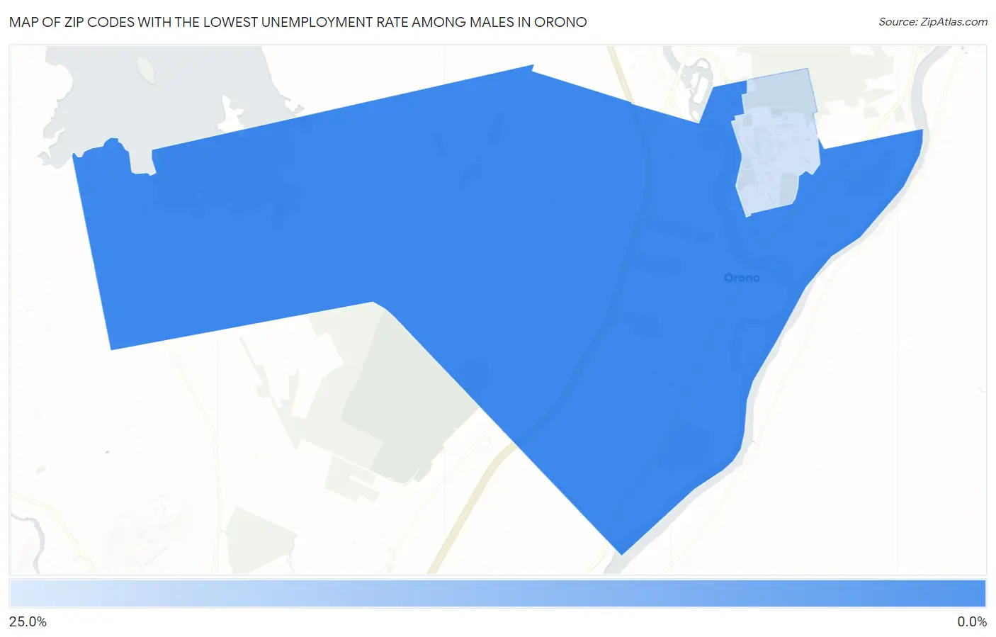 Zip Codes with the Lowest Unemployment Rate Among Males in Orono Map