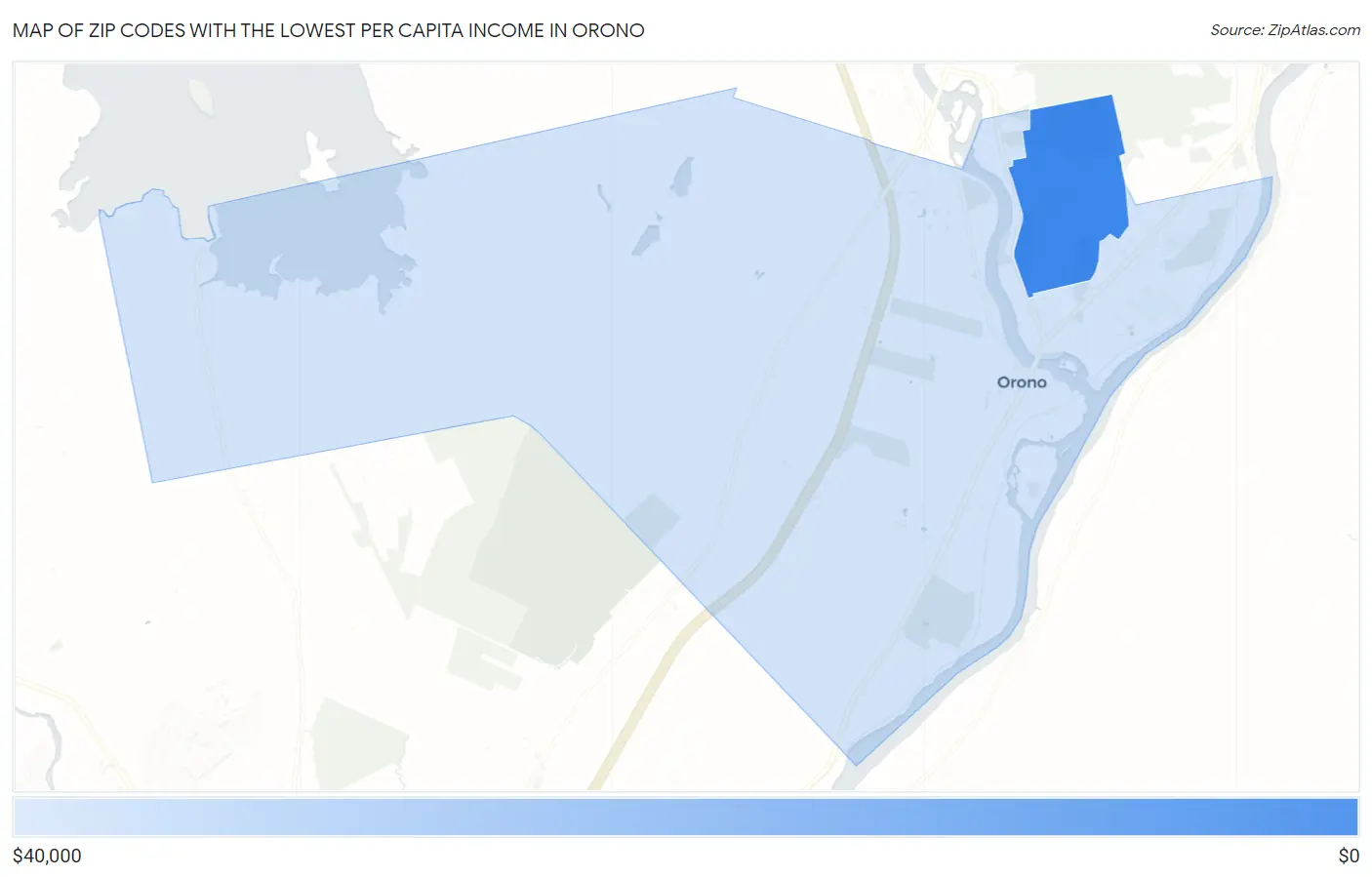 Zip Codes with the Lowest Per Capita Income in Orono Map