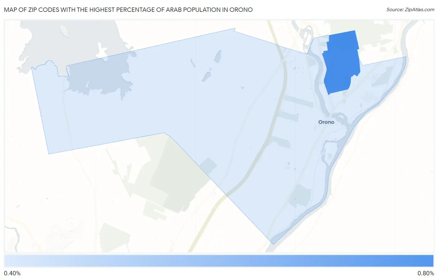 Zip Codes with the Highest Percentage of Arab Population in Orono Map
